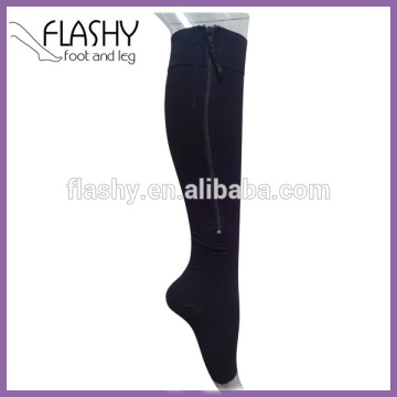 Ladie Nylon lycra sport travel jacquard pattern compression socks with zip