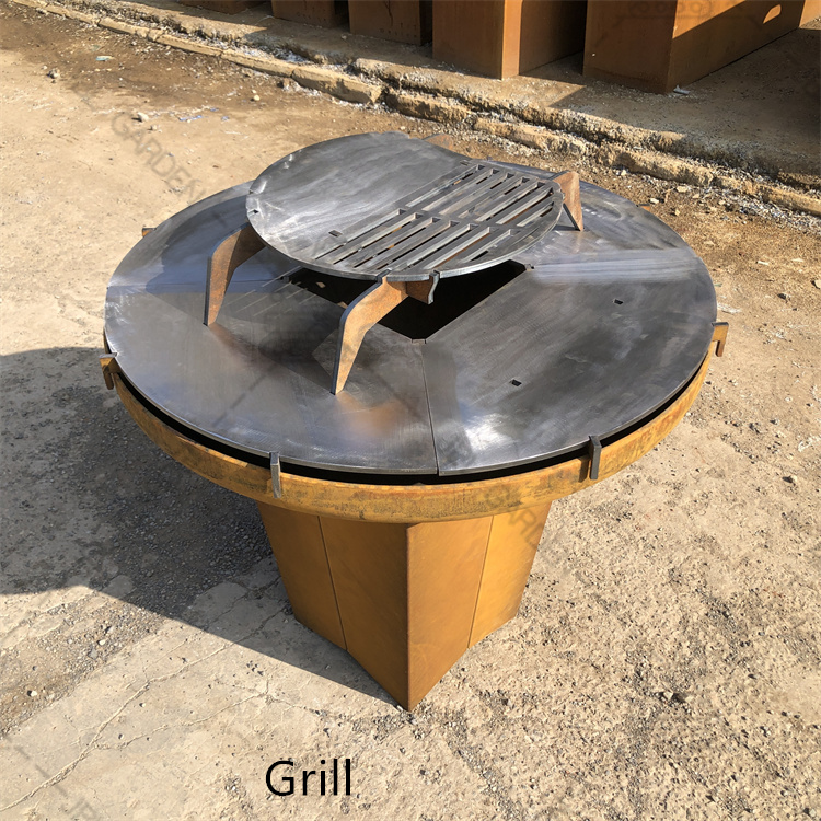 Corten Steel Fireplace BBQ Grill
