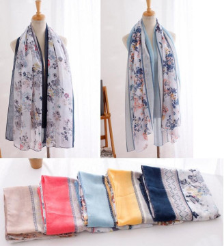 Factory No MOQ Free Sample Custom Digital Print Silk all season scarf