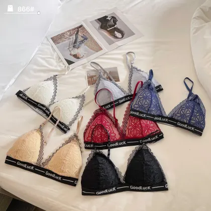 French Lace Wireless Cotton Triangle Bralette Bra