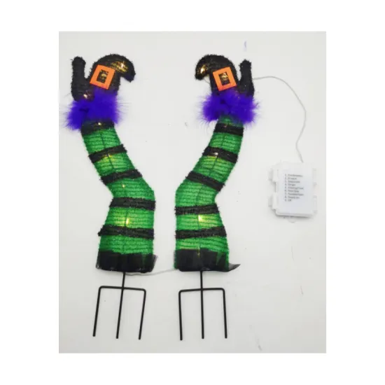 Set of 2 Halloween Lighted Wicked Witch Legs with Stakes