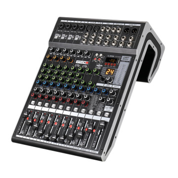 Professional RT-12/16 Channel Mixer with USB, Bluetooth, DSP Effects, Reverb, and Speech Enhancement for Stage Performance and Meetings