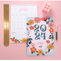 Calendário de parede com tema floral personalizado de 12 meses