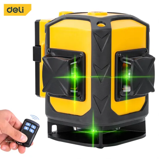 Deli Tools lazer level green beam laser cross12 line self leveling 3d auto rotary construction nivel laser level