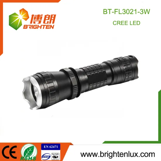 Factory Wholesale 1*16340 Lithium Battery Operated Aluminum Pocket 3 mode light High Power 3w Cree led Flashlight Rechargeable