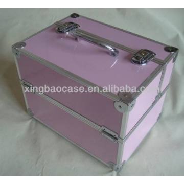 Pink beauty cases ,ABS beauty case with trayer,mirror cosmetic mascara case