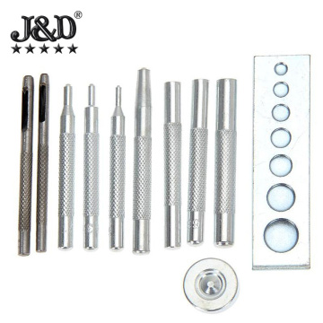 11Pcs Set Snaps Button Tool Kit: Rivet & Snaps Install Base 7-in-1 Punch Manual Installation Tools