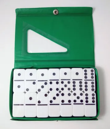 white domino game set, white domino double six in urea material