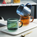 Taza de agua de jugo de doble pared con vidrio de mango