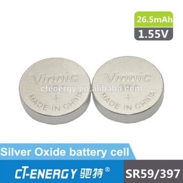 silver oxide 1.55v watch battery SR59/397/SR726SW