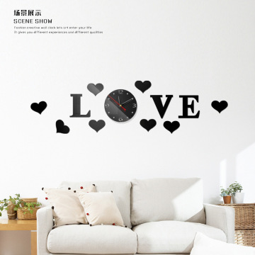 3D Acrylic Love Sticker Wall Clock - Romantic Wedding Gift & Home Decor
