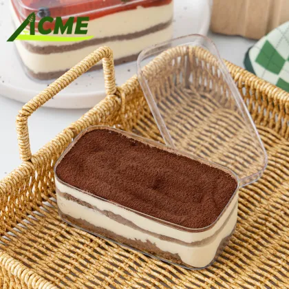 Transparent Square PS Plastic Pastry Packaging Box for Tiramisu Dessert Container - Wholesale