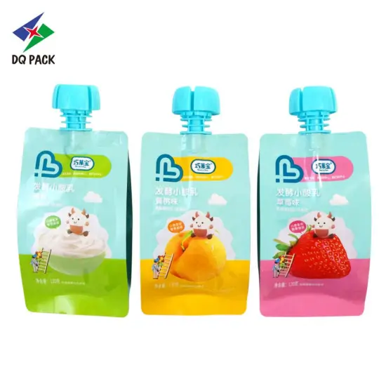 Customized printing stand up pouch with spout for puree beverage juice