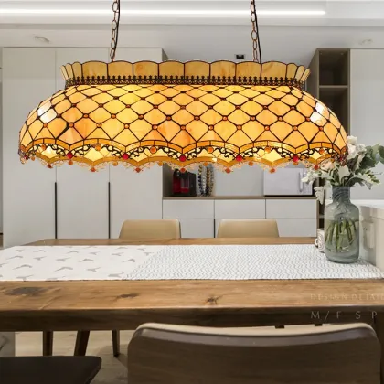Tiffany-Style Stained Glass Pool Table Pendant Lamp