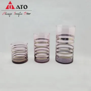 Tabletop Clear Painting Pink cup glass with Golden