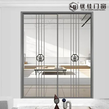 Nova grade de estilo chinês porta deslizante de vidro único