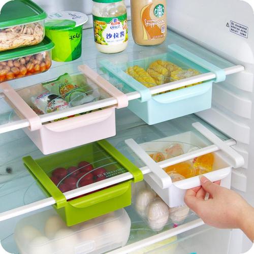 Slide Kitchen Fridge Organizer Freezer Storage Rack Space Saver for Refigerator Drawer Shelf Fruit Snack Container Holder
