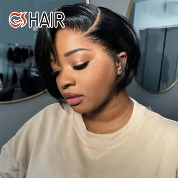 GS Perruque Short Brazilian Pixie Cut Wig: Lace Front Human Hair Wig for Black Women