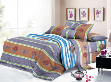 Sábana básica de ropa de cama de textiles para el hogar a rayas impresas teñidas