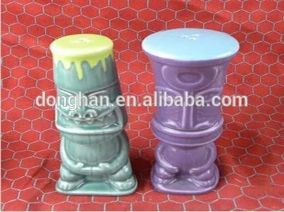 high quality cheap ceramic Tiki salt and pepper shaker