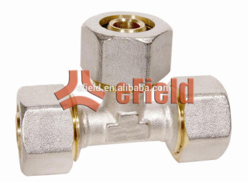 Equal Tee--brass fitting for pex al pex pipe