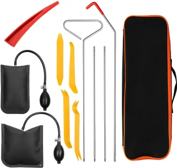 Professional Automotive Locksmith Tool Kit with Long Reach Grabber, Air Wedge, and Non-Marring Wedge