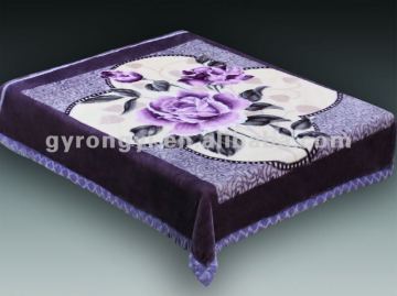 polyester blanket in 2 ply with flower priting