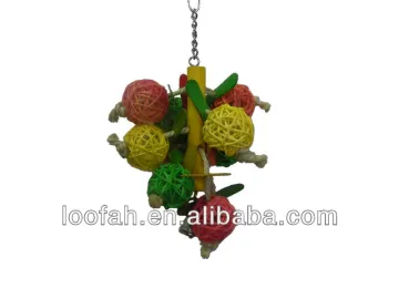 bird pet toy with loofah colourful balls