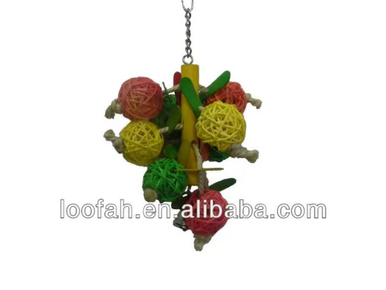 bird pet toy with loofah colourful balls