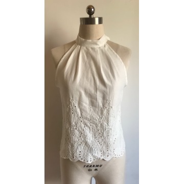 Ladies Sexy Cotton Voile Embroidery Top