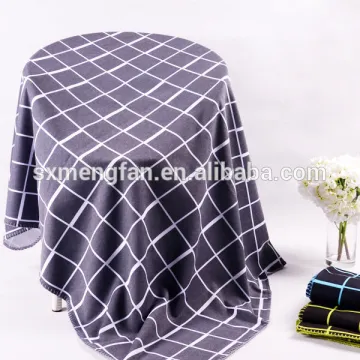 Gray Sweatshirt Knit French Terry Brushed Checks Print Plaid Blanket