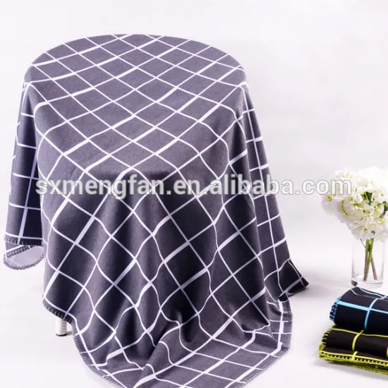 Gray Sweatshirt Knit French Terry Brushed Checks Print Plaid Blanket