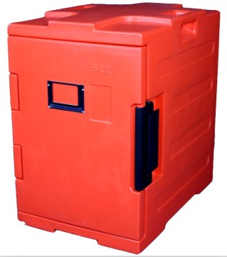 Rotomold front-loading insulated food container