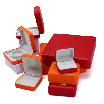 Custom Logo Deep Orange PU Leather Jewelry Box