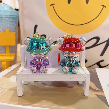 Cute 3D Electroplated Bear Keychain - Fashion Bear Doll Pendant for Bags