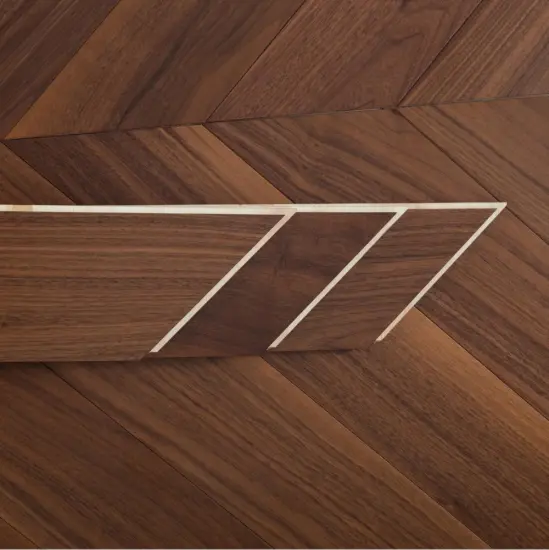 Chevron American walnut engineered hardwood parquet