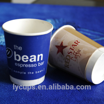 Disposable paper coffee cup with lid