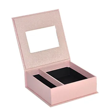 Customized Pink Color Hinged Lid Rigid Shoulder Box