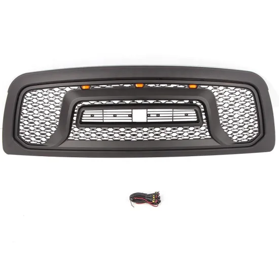2009 2013 custom 3 pieces led lights honeycomb black front grille car grill fit for dodge ram 1500