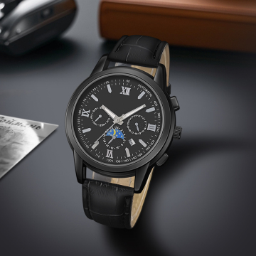 Wholesale PU Leather Men's Quartz Watches - Casual Business Fashion Gift