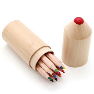 Eco-Friendly Lapis de Cor Custom Raw Natural Wood Coloring Pencil Mini Set - 12 Colors
