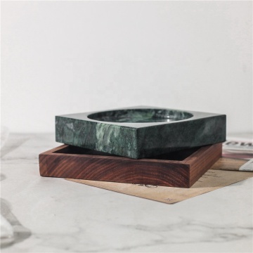 Custom Luxury Marble Ashtray with Wooden Base: A New Chinese Style Home Decoration Ornament with Custom Logo