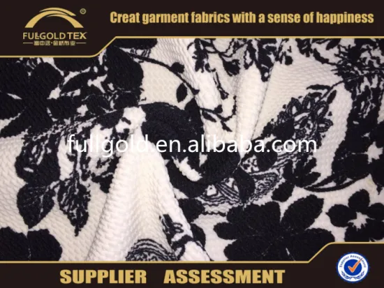 2016 Latest Design 28S 95 / 5 Polyester Spandex Flower Print Seersucker Fabric For Fashion Dress