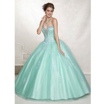 Tulle Quinceanera Prom Dress with Lace, High Collar, Beaded