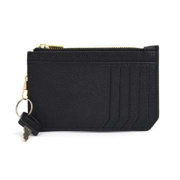 Fashion Design Slim Leather Zipper Wallet Card Holder