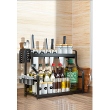 2 Tier Kitchen Spice Rack With Untensil Holders