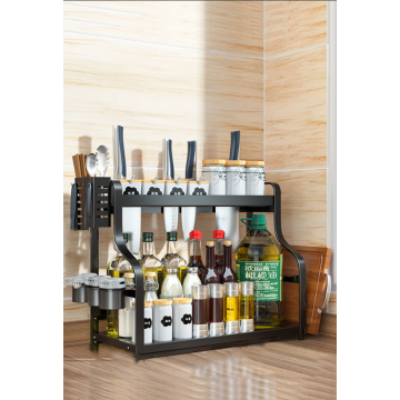 2 Tier Kitchen Spice Rack With Untensil Holders