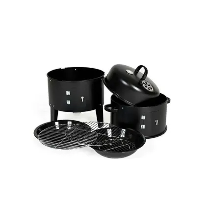 Barrel-shaped BBQ smoked stove outdoor charcoal barbecue stove household small smoked grilled barbecue stove