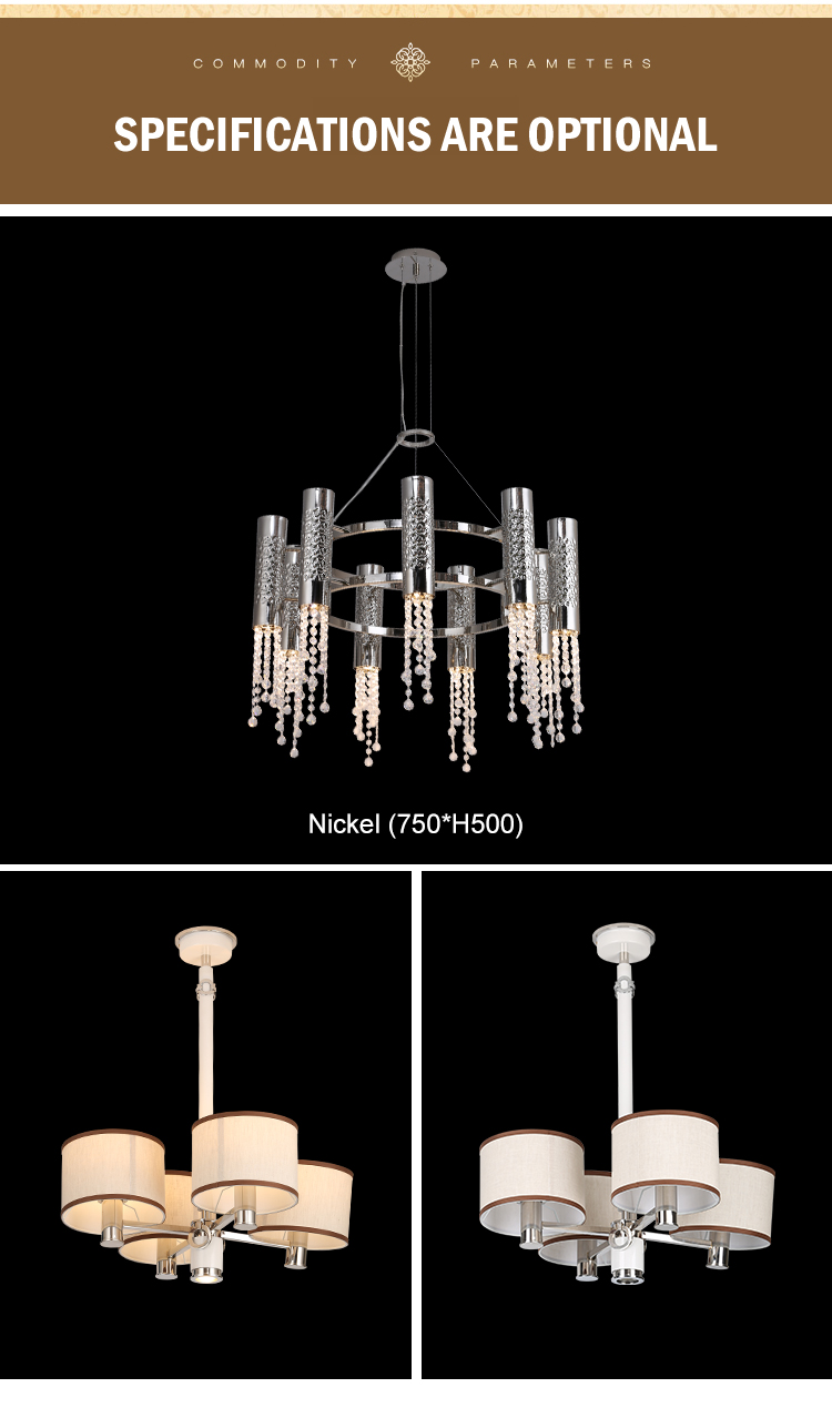 European Modern Style Indoor Living Room Villa Gu10 Copper K9 Cystal Led Chandelier Pendant Light