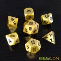 Bescon Heavy Duty Deluxe Matt Golden Solid Metal Dice Set, Golden Metallic Polyhedral D&D RPG Game Dice 7pcs Set